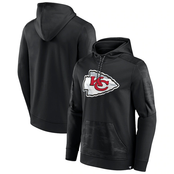 Men's Kansas City Chiefs Black On The Ball Pullover Hoodie - Click Image to Close